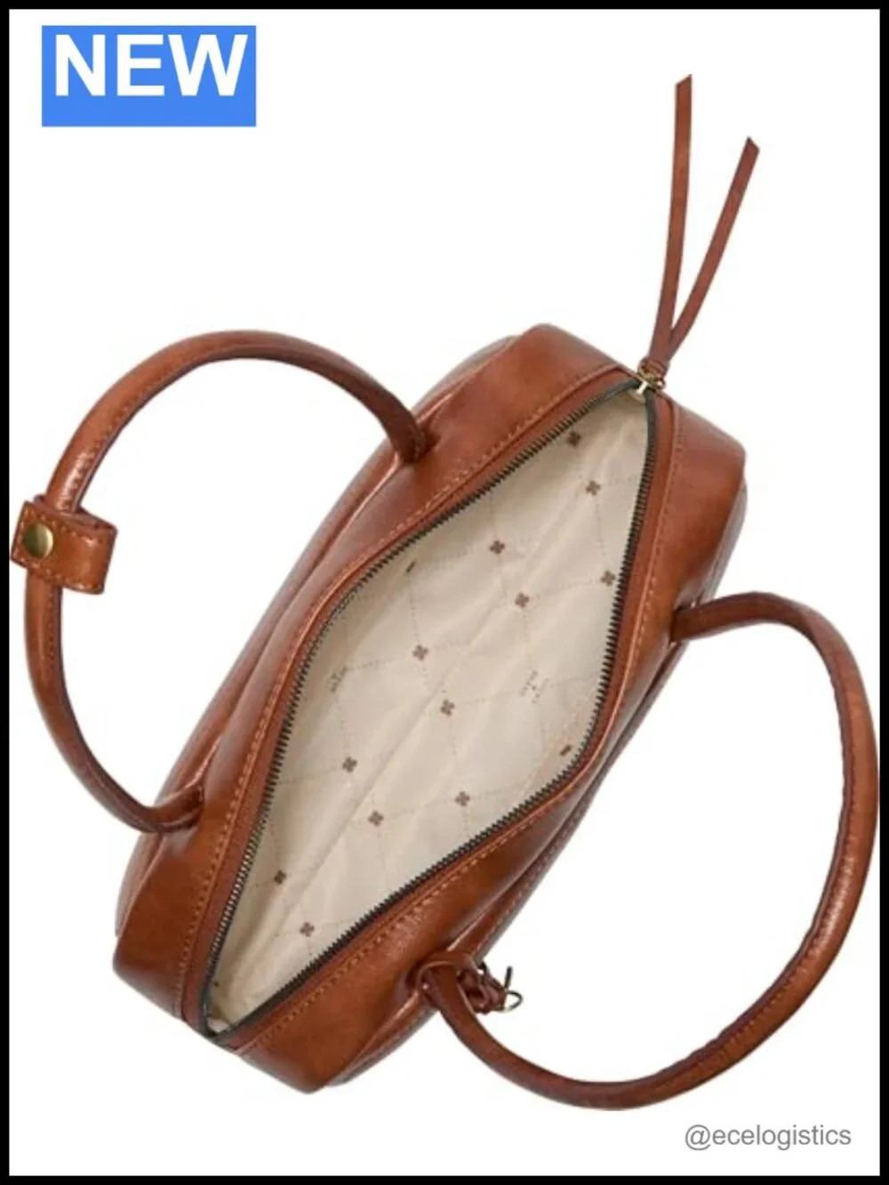 Lucky Brand Rhys-sa Faux Leather Satchel Handbag Zipper Shoulder Bag